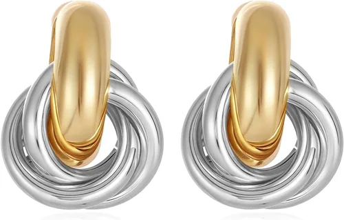 Vista 9 de Aretes chapados en oro de 14 quilates para mujer, joyería gruesa Corazón de oro de 14 quilates