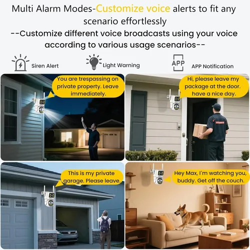 Vista 5 de Cámaras 4G de doble lente para seguridad del hogar, cámara inteligente de seguridad panorámica/inclinable, para exteriores/interiores, visión