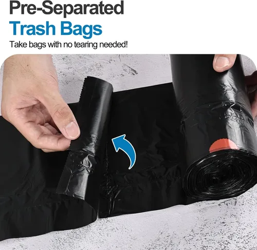 Vista 2 de Begale Bolsas de basura con cordón de 6 galones, bolsas de basura negras con cordón pequeño, 115 bolsas de basura sin desgarro No-Tear Trash Bags