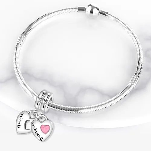Vista 2 de Dije colgante de plata de ley 925 con forma de corazón y gato, para pulseras y collares, joyería de regalo para mujeres, niñas, familiares y amigas
