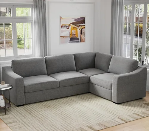 Vista 26 de ELUCHANG Sofá moderno de 85 pulgadas para sala de estar, sofá de lino natural de 3 plazas con asientos extra profundos, cojín tapizado y funda