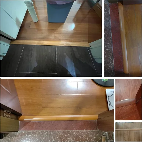 Vista 3 de Tira de transición de piso de madera a azulejos, reductor de umbral de plástico PVC autoadhesivo de 3/4 pulgadas para suelos de vinilo, suelos