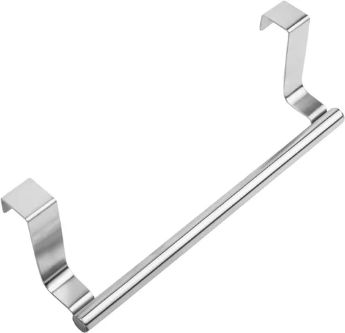 Vista 8 de Mziart Toallero moderno con ganchos para baño y cocina, colgador de toallas de acero inoxidable cepillado sobre gabinete (9 pulgadas)