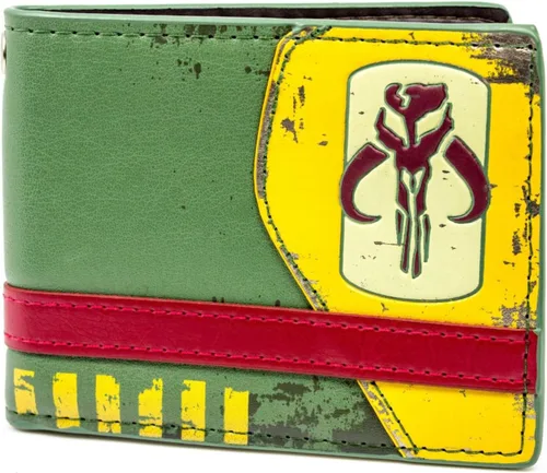 Vista 2 de Star Wars - Cartera biplegable de piel sintética verde Mandalorian de 3 x 2 pulgadas, Verde