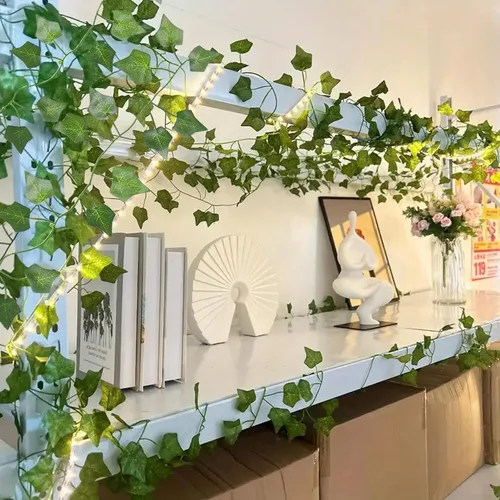 Vista 6 de RECUTMS Enredaderas Falsas para Decoración de Habitación 86 Pies Guirnalda de Hiedra Artificial Plantas Colgantes Follaje Artificial Falso Hojas