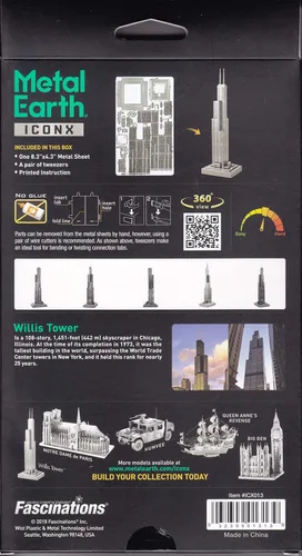 Vista 2 de Fascinations Kit de modelo de metal 3D Willis Tower de la serie Premium de Metal Earth