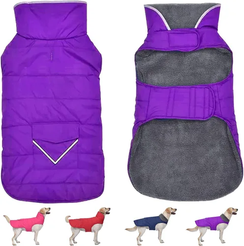 Vista 7 de Petglad - Abrigo de invierno impermeable para perro con bolsillo, chaleco