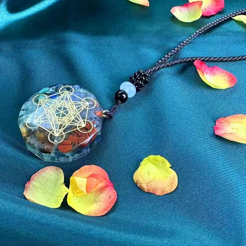 Vista 3 de Collar de cristal de 7 piedras de chakras, curación de piedras preciosas, collar de mujeres y hombres, joyería del árbol de la vida, regalos