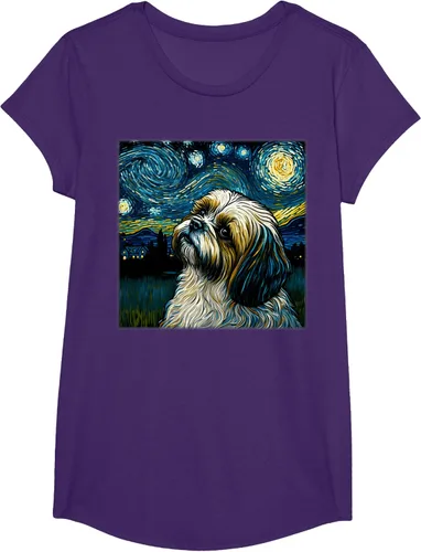 Vista 56 de Camiseta Surrealism Starry Night Shih Tzu Dog