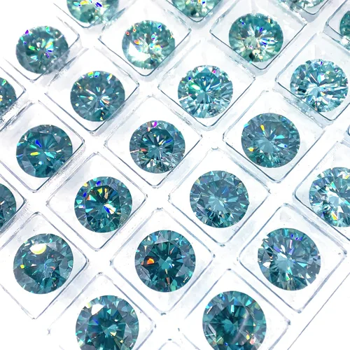 Vista 4 de 0.256 in 1.0ct VVS1 Moissanita verde azul redondo excelente corte Moissanita piedras preciosas sueltas para la fabricación de joyas