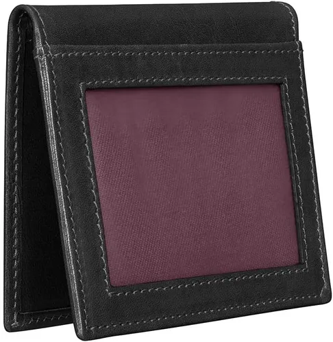 Vista 7 de Maxwell Scott - Cartera triple de cuero de lujo 2 en 1 con tarjetero Bolsa clásica para identificación de notas, Negro (Night Black), Fine