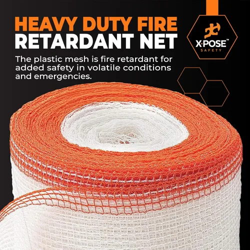 Vista 6 de Red de seguridad para construcción Xpose 8.5' x 150', 1/4" Mesh Scaffold Safety Net, Temporary Material Roll, Visibility Fence, Heavy-Duty Fire