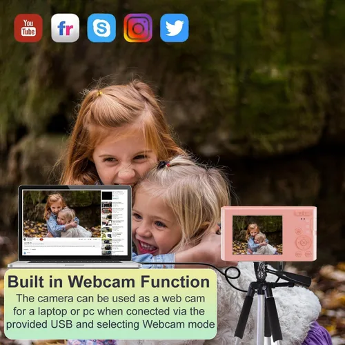 Vista 3 de Cámara digital de 44 MP – Apuntar y disparar compacta con tarjeta SD de 32 GB, zoom digital 16X, pantalla de 2.4 pulgadas – Cámara de vlogging