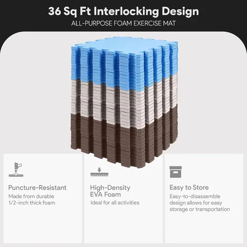 Vista 2 de BalanceFrom Foam Floor Tiles for Kids - Non-Toxic Comfortable Baby Play Mat and Interlocking Foam Tiles for Crawling & Development, Soft Play Mat