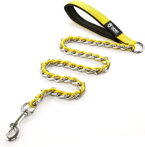 Vista 17 de TSPRO Correa de perro a prueba de mordeduras de acero inoxidable para perro, cadena de metal, correa de entrenamiento para perros con mango suave