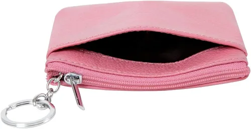 Vista 3 de Monedero de cuero auténtico para mujer con llavero