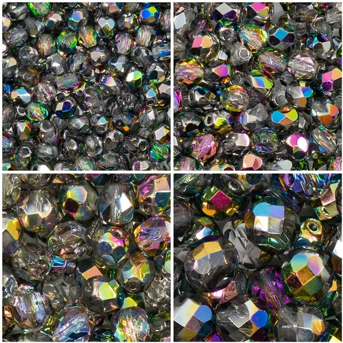 Vista 10 de Juego de cuentas de cristal checo pulido al fuego en color aguamarina AB para la fabricación de joyas y manualidades - diferentes tamaños 0.118 in
