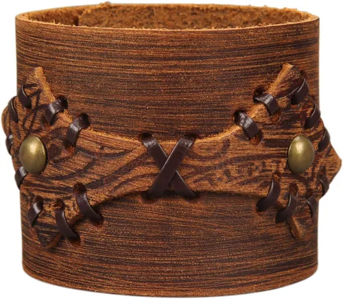Vista 26 de Jeilwiy Pulseras de cuero punk para hombres, pulseras hechas a mano, brazalete ancho, joyería trenzada, color negro y marrón, ajustable, regalos