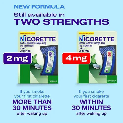 Vista 9 de Nicorette Mini pastillas de nicotina, 4 mg de ayuda para dejar de fumar, sabor a menta, 20 unidades Quit Smoking Aid, Reduces Nicotine Cravings