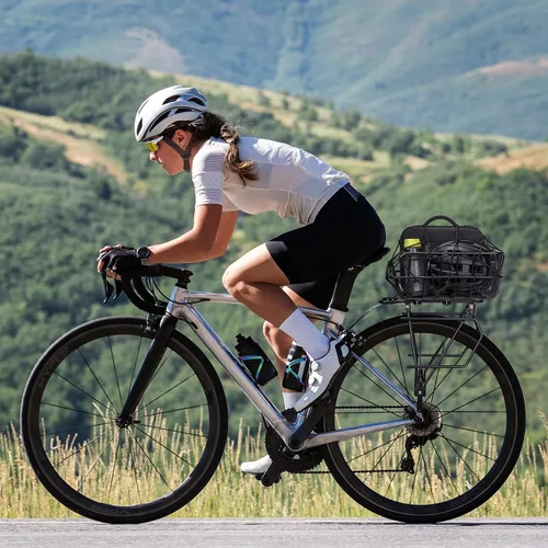 Vista 2 de CXWXC Portabicicletas trasero con cesta – Portabicicletas para freno de disco/soporte de freno sin disco – Portabicicletas, soporte de transporte
