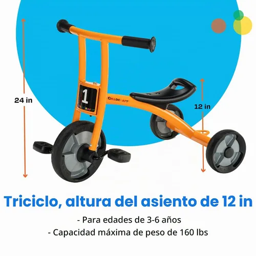 Vista 8 de Childcraft - Triciclo 1398980, altura del asiento de 12 pulgadas, naranja