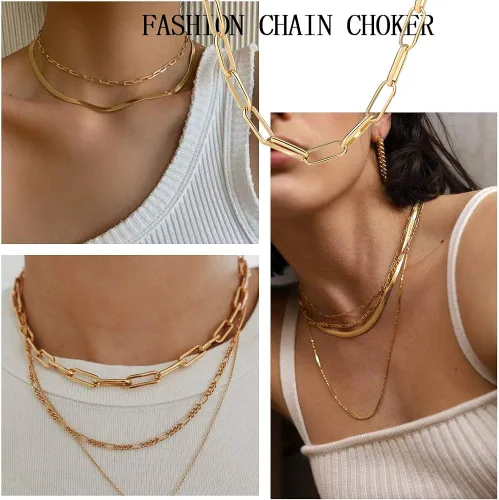 Vista 2 de Conjuntos de collar y pulsera dorados 17 MILE para niñas y mujeres, exquisita joyería y gargantillas de eslabones y broches