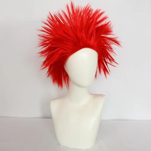 Vista 3 de ANOGOL Peluca roja loca para hombres y mujeres, pelucas de anime rojas Rojo