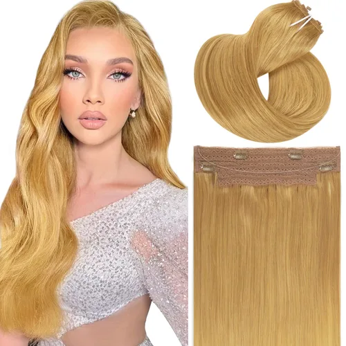 Vista 18 de Extensiones de cabello con alambre, color negro natural, 14 pulgadas, 2.65 oz, 100% cabello humano real, extensión de cabello invisible