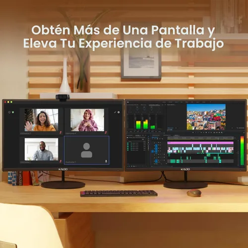 Vista 6 de Kado - Paquete de 2 monitores de computadora Dual 27" Curvo 1500R 1920x1080 75Hz FHD