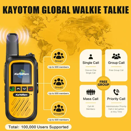 Vista 7 de Walkie Talkies de largo alcance global de alcance ilimitado 4G LTE PoC Radios bidireccionales (más de 5000 millas), resistentes e impermeables