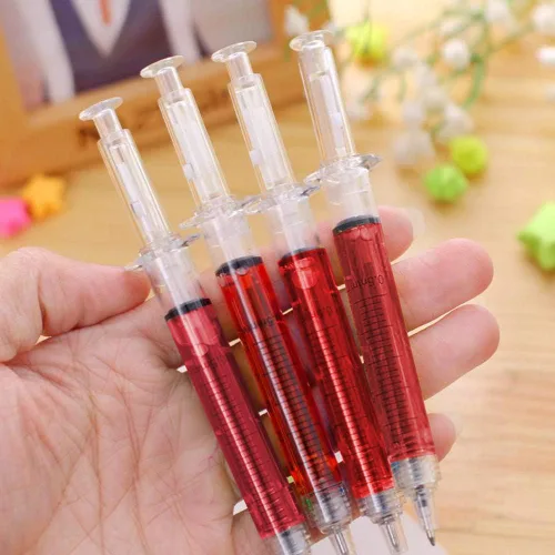 Vista 5 de Bolígrafos de escritura a granel, paquete de 60 bolígrafos de escritura a granel para uso en oficina, diseño médico estilo jeringa, tinta negra