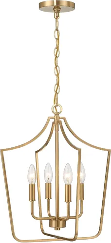 Vista 7 de Creative Co-Op Constance - Lámpara de techo estilo candelabro de metal cónico con 4 luces, color dorado cepillado