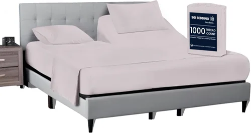 Vista 24 de SGI bedding Sábana Queen de 28" con Parte Superior Dividida Flex Head, 100% Algodón Egipcio, Cuenta de Hilos 1000, Sábana Superior Flex para Cama
