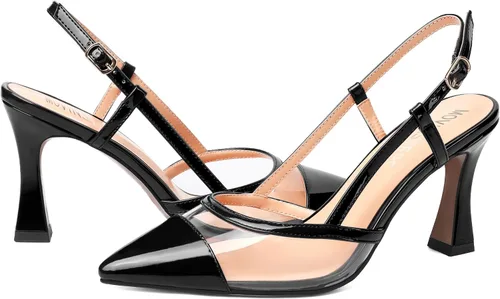 Vista 6 de Zapatos de tacón alto para mujer, con hebilla sólida, tacón alto, con hebilla sólida, 3.3 pulgadas