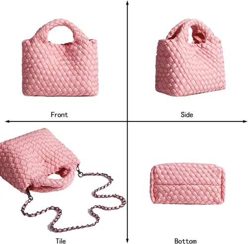 Vista 7 de Bolso de hombro pequeño, Bolsos y monederos para mujer, Bolso compuesto tejido, Bolsa de cadena de viaje, Bolso cruzado para teléfono