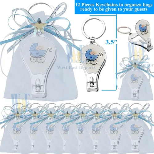Vista 2 de Llavero de baby shower (12 piezas) cortaúñas y abrebotellas con bolsas decoradas