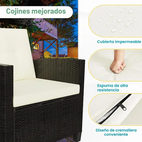 Vista 6 de FansaFurn Juego de muebles de mimbre para patio de 4 piezas para todo tipo