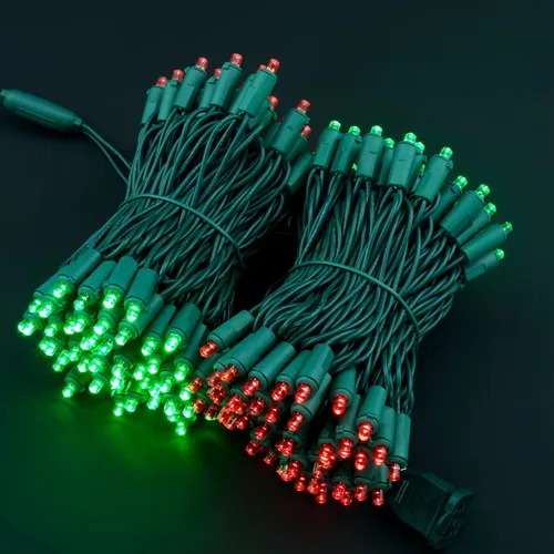 Vista 7 de YULETIME 200 luces LED de Navidad de gran angular rojo y verde, cable verde de 66 pies, certificado UL, juego de luces navideñas de 0.197 in