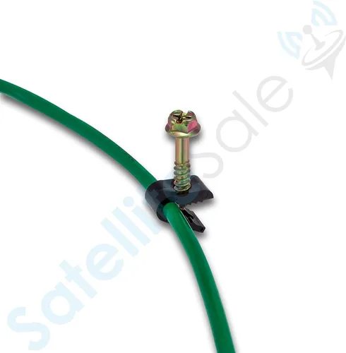 Vista 3 de SatelliteSale Clips negros de tornillo de tierra para una sola antena de cable de tierra 100 piezas