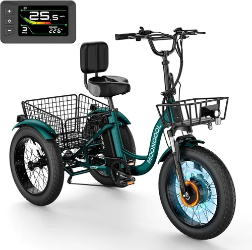 Vista 9 de NAIZEA Electric Tricycle Adult Electric Bicycles,Electric Trike,3 Wheel Electric Bike Ebike E Bicycle with Removable Battery, Motorized Trike with