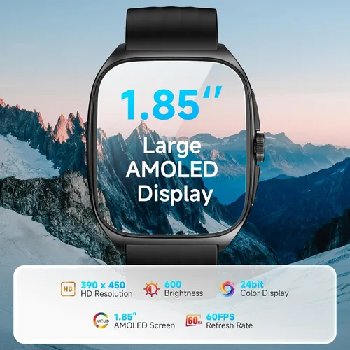 Vista 8 de SOUYIE Smart Watch with SOS, 1.85" AMOLED Display Fitness Tracker, Heart Rate Blood Oxygen Sleep Monitor for Men Women, IP68 Waterproof Sport Watch