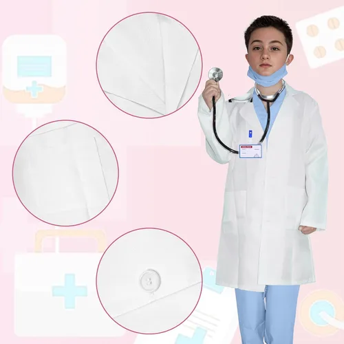 Vista 2 de Disfraz de médico para niños, disfraz de juego de rol para niños pequeños con accesorios Azul
