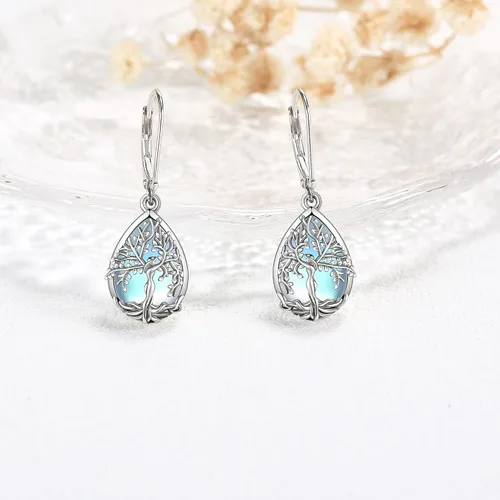 Vista 3 de ONEFINITY Aretes colgantes de plata de ley con el árbol de la vida para mujeres y niñas, regalos de Navidad