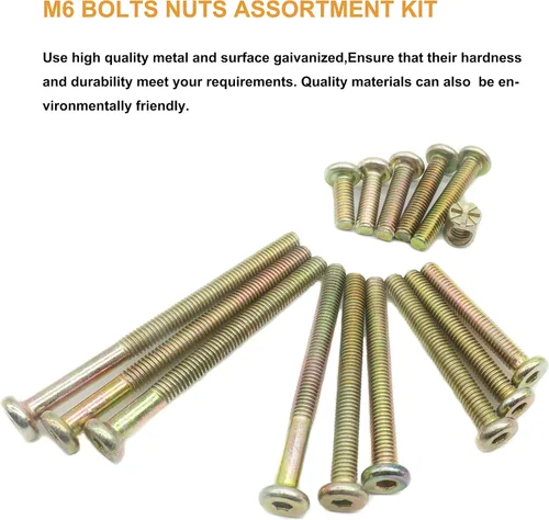 Vista 5 de Kit de tornillos para cama de bebé, 114 piezas [14 tamaños] M6 hexagonal, tuercas de barril surtido, kit surtido para sillas de cuna, cama de cuna