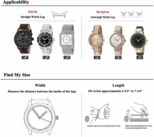 Vista 6 de Correa de reloj de 18, 20, 22 mm de piel de vacuno, extra suave, para hombres y mujeres