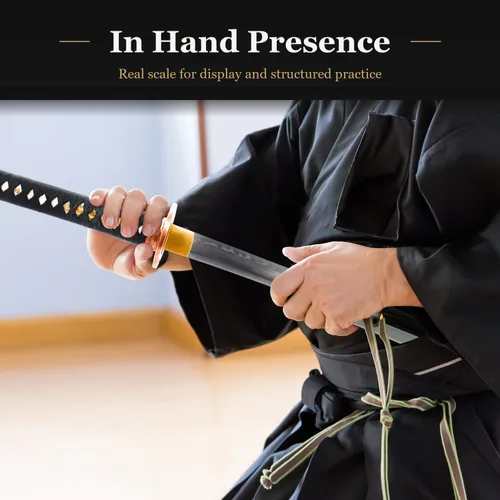 Vista 3 de HMS Espada katana samurai japonesa, Tsuba de bambú de latón, acero al carbono 1095, arcilla forjada a mano, templada, espiga completa, afilada