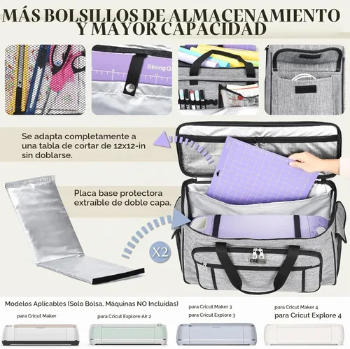 Vista 2 de CAB55 Estuche de transporte con ruedas para Cricut Maker 3/Maker 4/Maker/Explore 4/Explore 3/Explore Air 2, bolsa de almacenamiento de doble capa