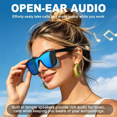 Vista 4 de Lentes inteligentes AI, gafas de sol azules Bluetooth