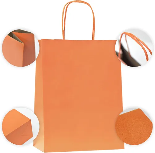 Vista 3 de Nexmint Bolsas de papel kraft de 8 x 10.5 pulgadas, bolsas de regalo con asa para cumpleaños, vacaciones, regalos, recuerdos de fiesta, venta al por