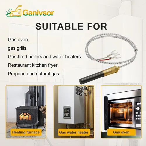 Vista 6 de Ganivsor Generadores de termopila de 24", termopila Q313A de 750 milivoltios para calentador de agua a gas/chimenea/freidora de gas/horno, termopar